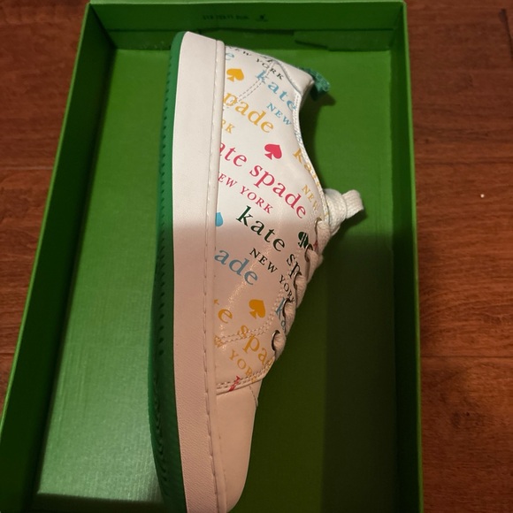 Kate Spade Nixie woman White green Sneakers with Colorful Logo Print size 7.5 B - Picture 6 of 7